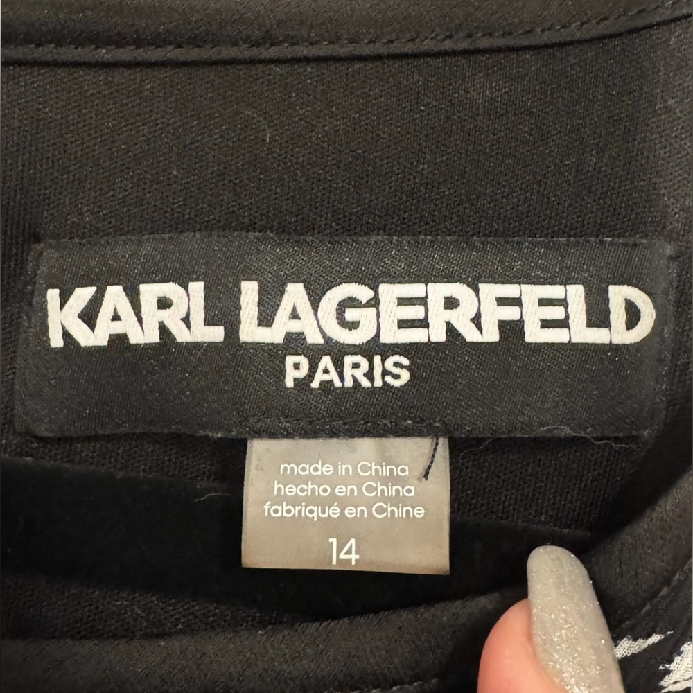 KARL LAGERFELD PARIS Houndstooth Belted Fit & Flare Dress, Size 14 - Picture 15 of 16